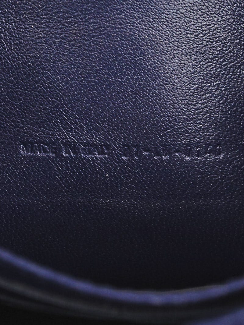 Christian Dior Navy Blue Cannage Quilted Patent Leather New Lock