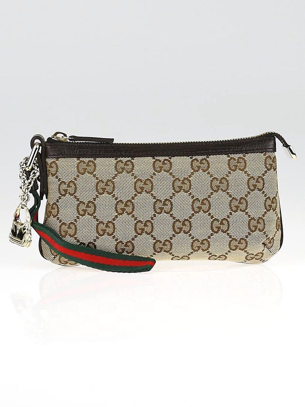 Gucci Beige/Ebony GG Canvas Wristlet Pochette Bag