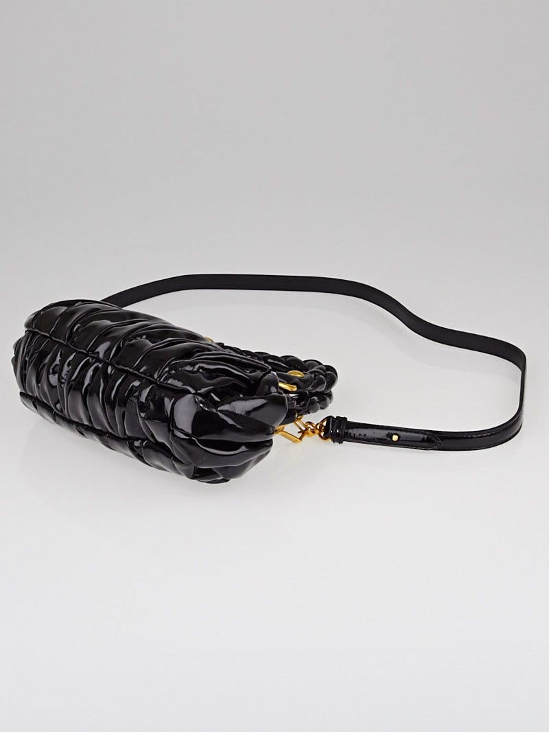 Miu Miu Black Patent Vinyl Matelasse Bandoliera Bag | Yoogi's Closet