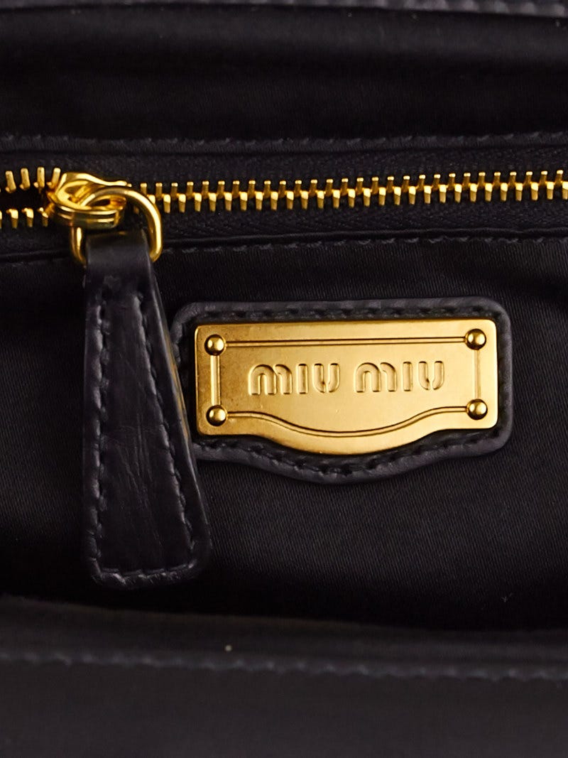 Miu Miu Black Patent Vinyl Matelasse Bandoliera Bag Yoogi s Closet
