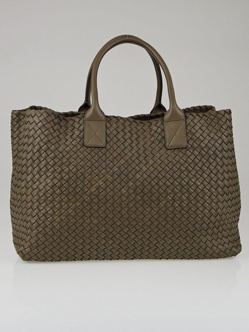 Bottega Veneta Steel Intrecciato Woven Nappa Leather Large Cabat