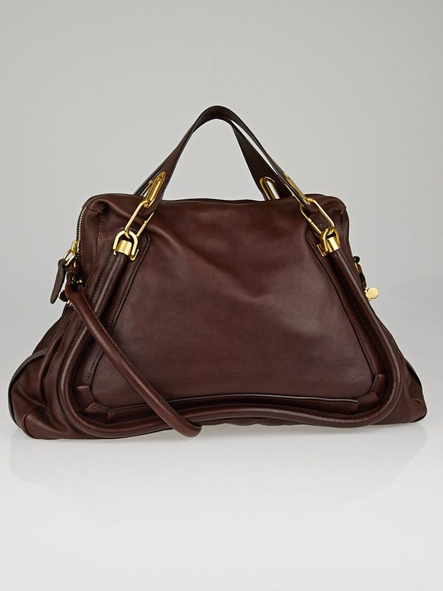 Chloe Chocolate Brown Calfskin Leather Large Paraty Bag