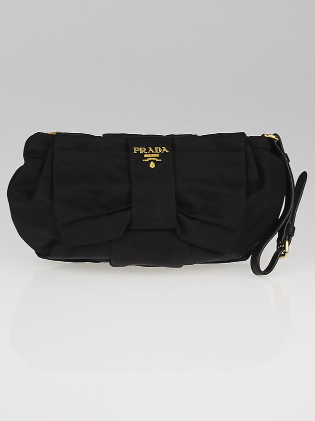 Prada Black Tessuto Nylon Bow Wristlet Clutch Bag 1N1422