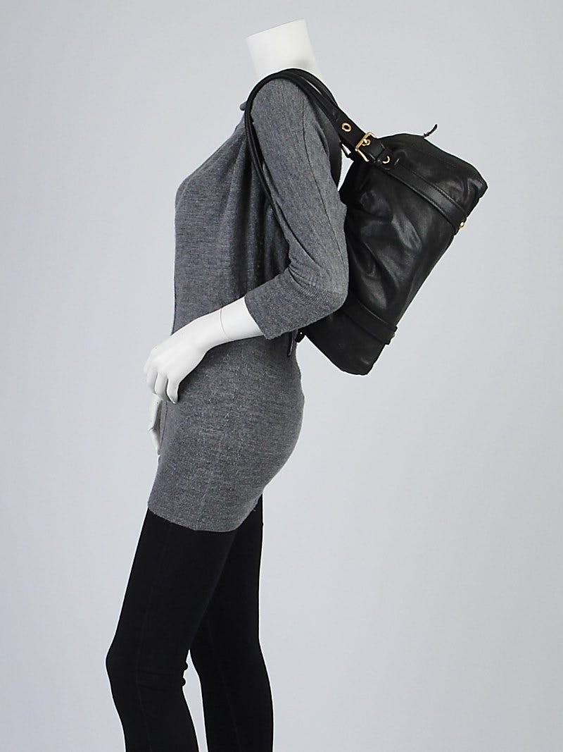 Miu Miu Black Cervo Leather Shopping Pattina Bag - Yoogi's Closet