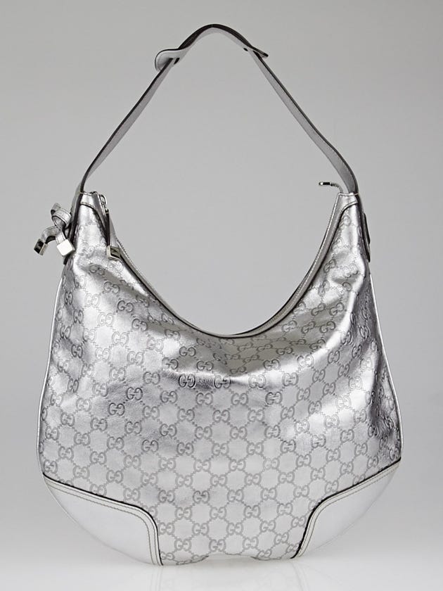 Gucci Silver Leather Guccissima Princy Hobo Bag
