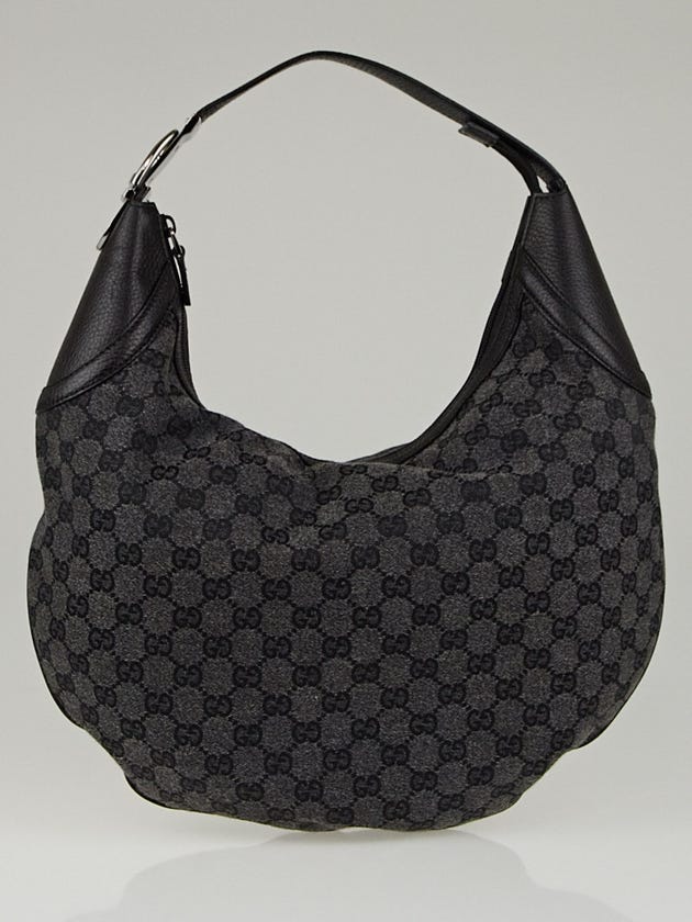 Gucci Black GG Canvas Buckle Hobo Bag