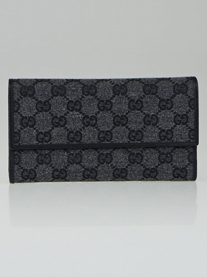 Gucci Blue/Grey GG Coated Canvas Long Flap Wallet - Yoogi's Closet