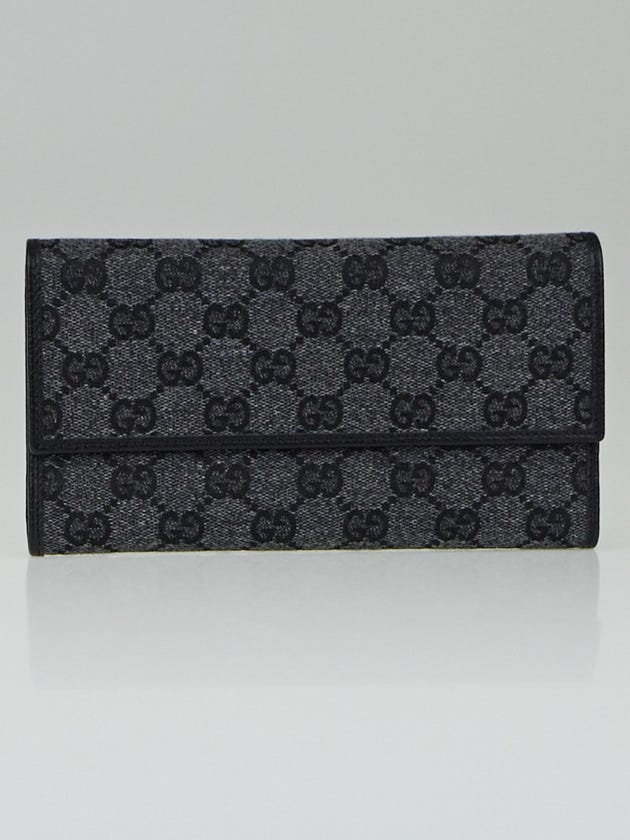 Gucci Black/Grey GG Canvas Long Flap Wallet
