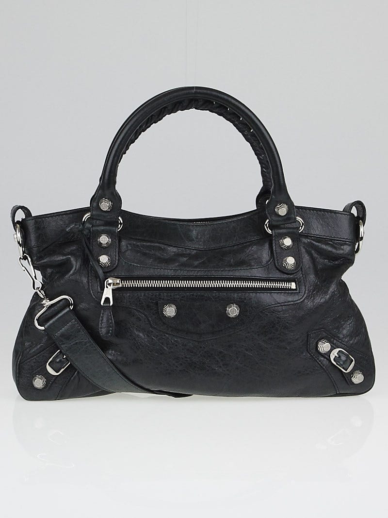 Black Leather 12 Silver Motorcycle First Bag - Yoogi's Closet