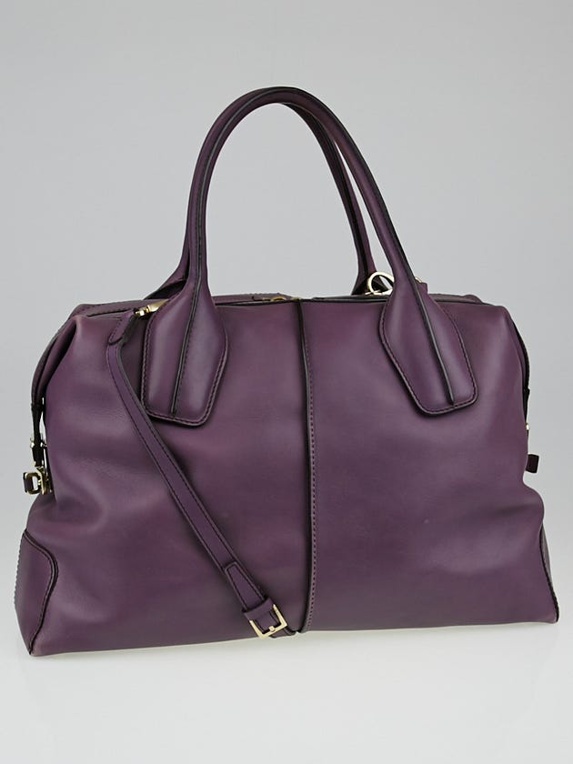 Tod's Purple Leather D-Styling Medium Bauletto Tote Bag
