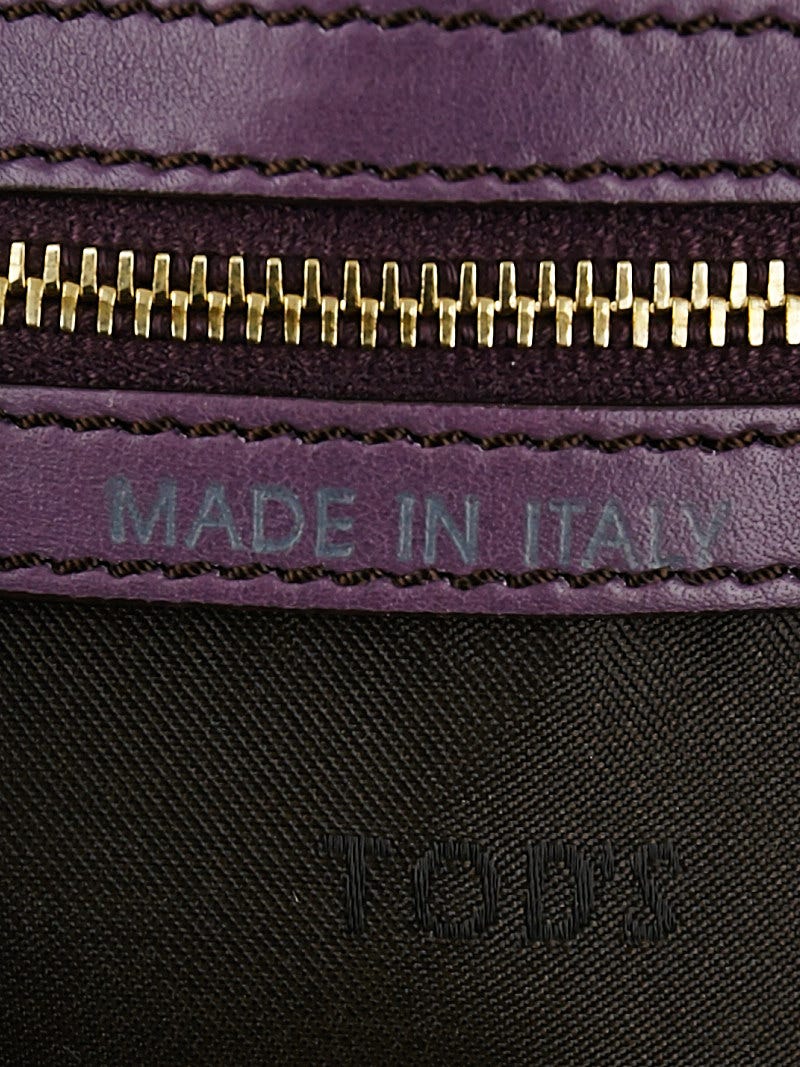Tod's Purple Leather D-Styling Medium Bauletto Tote Bag | Yoogi's