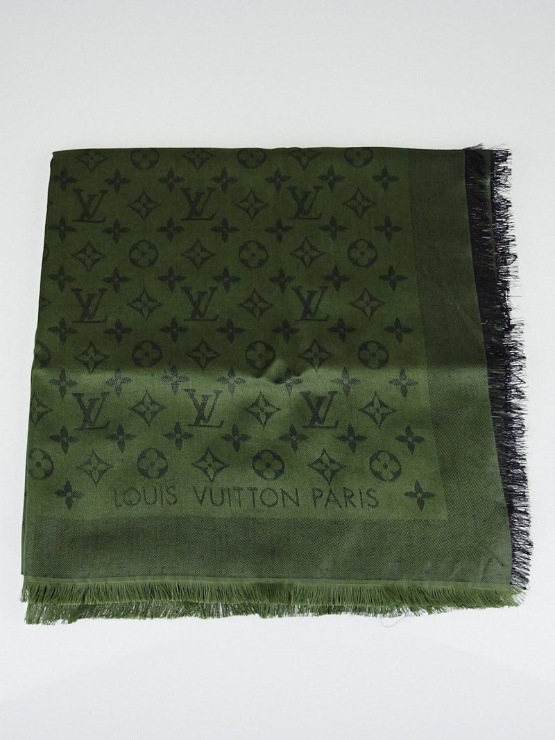 Louis Vuitton Olive Monogram Voile Shawl Scarf - Yoogi's Closet