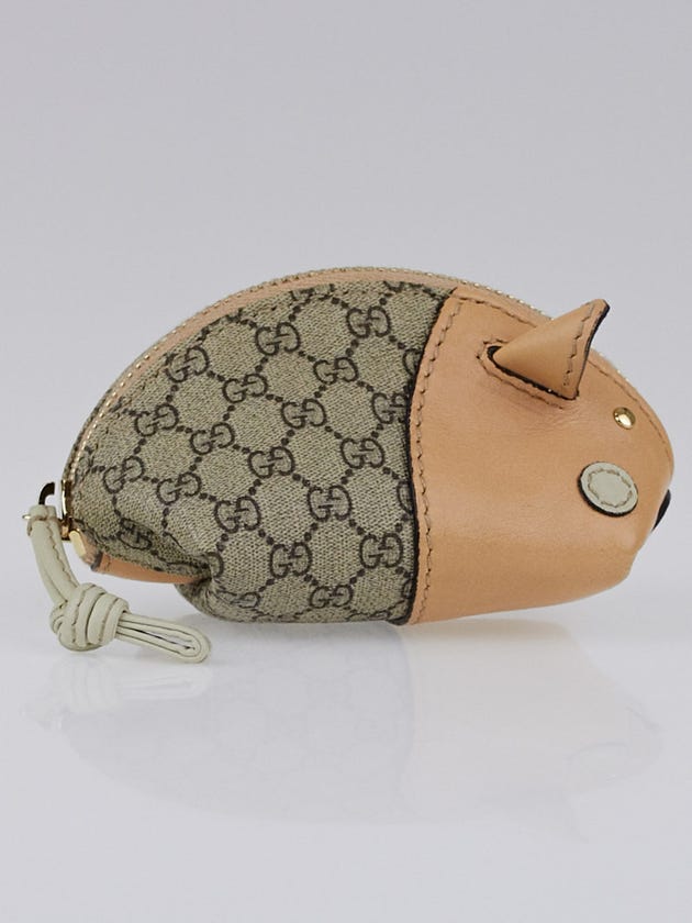 Gucci Beige/Pink GG Coated Canvas Mouse Coin Purse