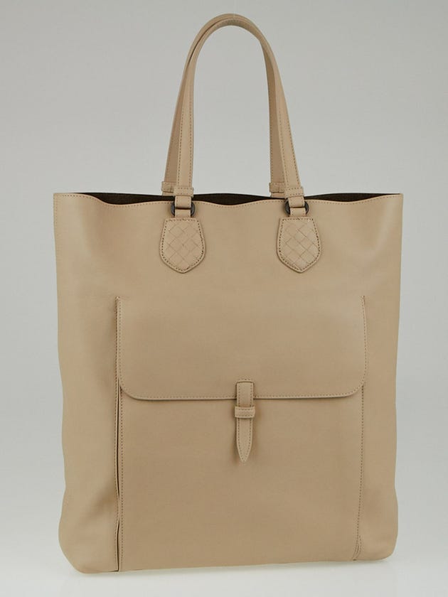 Bottega Veneta Pale Drap Calf Leather Tote Bag