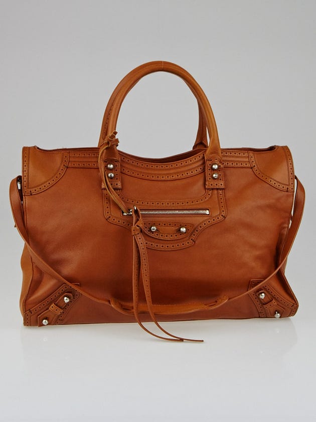 Balenciaga Cognac Calfskin Leather Riva City Bag