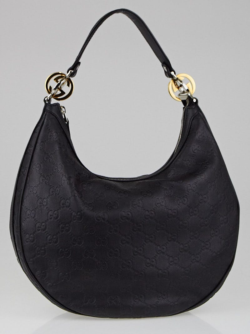 Gucci Black Guccissima Twins Hobo Bag Leather ref.131341 - Joli Closet