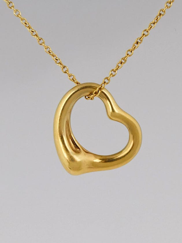 Tiffany & Co. 18k Gold Elsa Peretti Open Heart Pendant Necklace