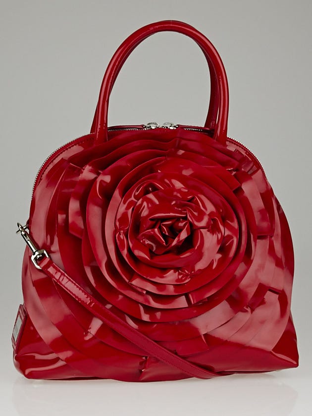 Valentino Red Patent Vinyl Petale Dome Bag