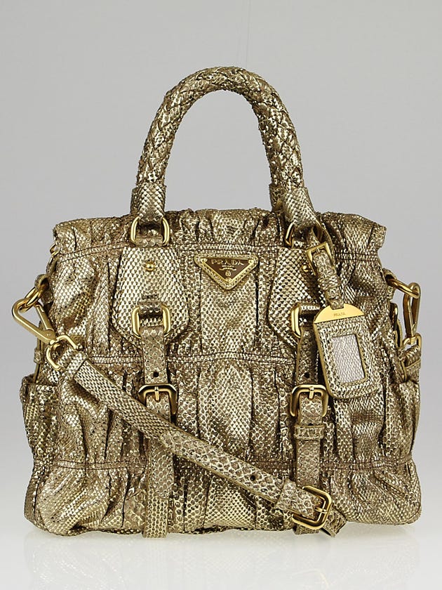 Prada Gold Gaufre Python Tote Bag