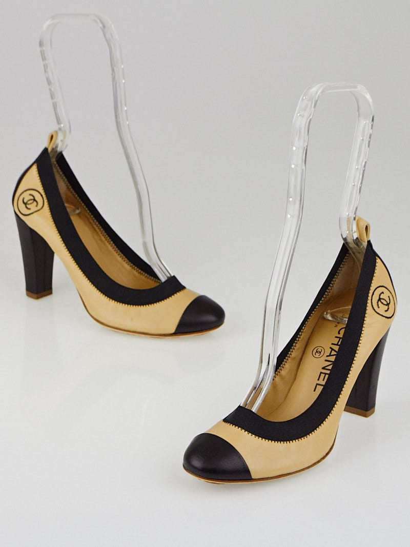 Chanel Two Tone Slingback in Black, Women's Fashion, Footwear, Heels on  Carousell