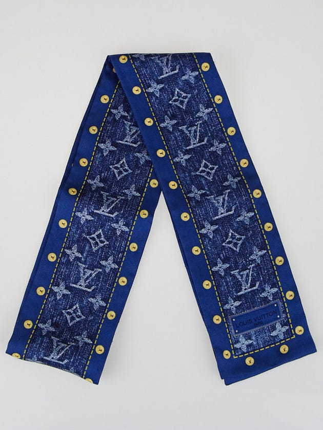Louis Vuitton Blue Denim Silk Bandeau Scarf 