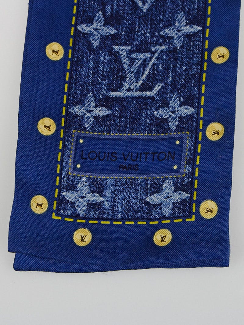 LOUIS VUITTON Silk Monogram Bandeau Headband Scarf Denim 29013