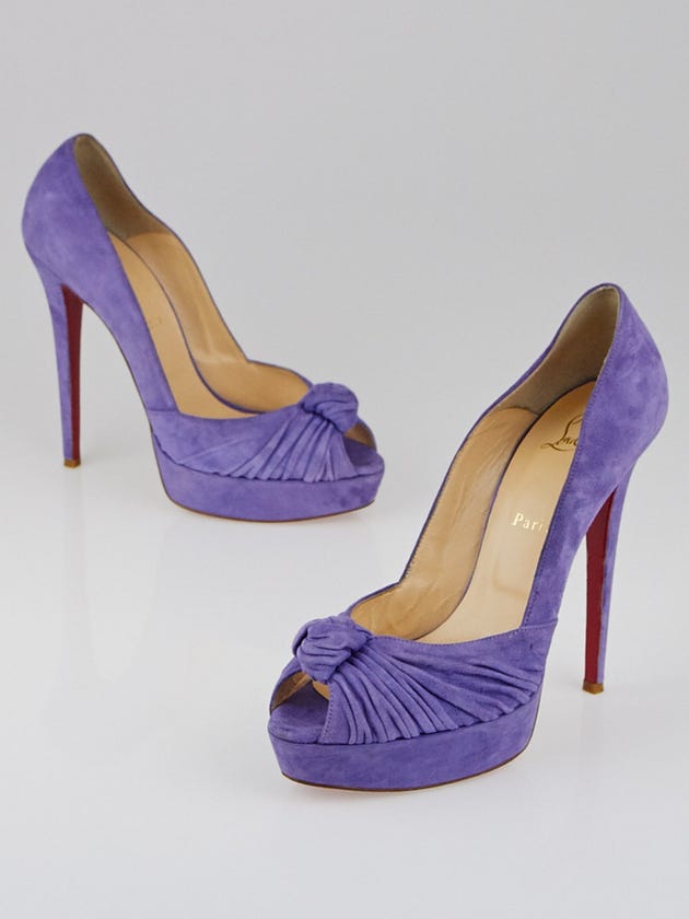 Christian Louboutin Lavender Suede Greissimo 120 Peep-Toe Pumps Size 9.5/40