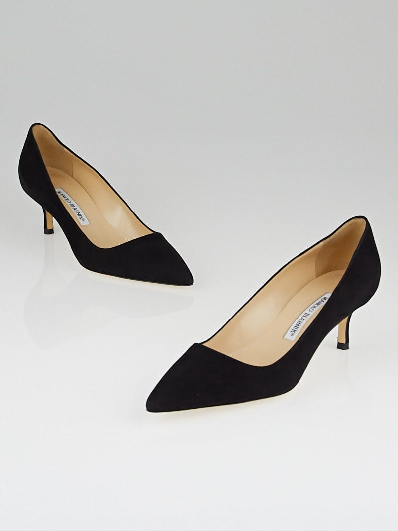 Manolo Blahnik Black Suede BB 50 Pointed Toe Pumps Size 5.5/36