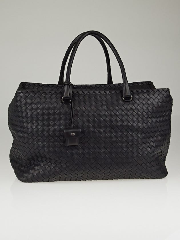 Bottega Veneta Black Intrecciato Woven Nappa Leather Brick Bag