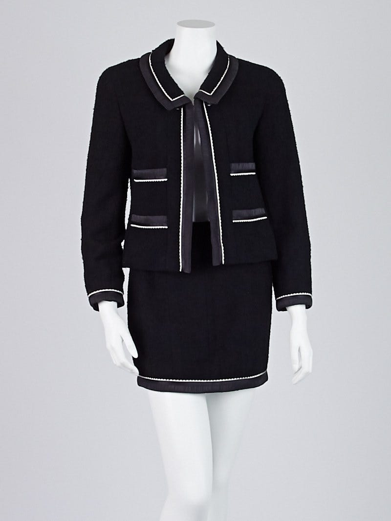 Chanel Black Wool Skirt Suit Size 6/38