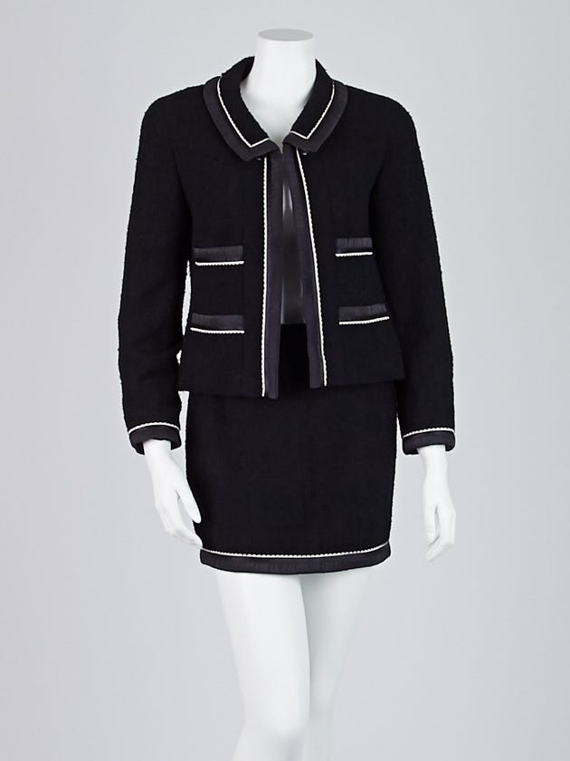 Chanel Black Wool Skirt Suit Size 6/38