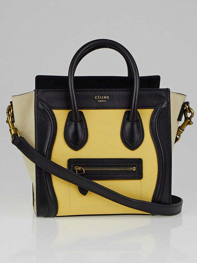 Celine Yellow Tricolor Leather Nano Luggage Bag