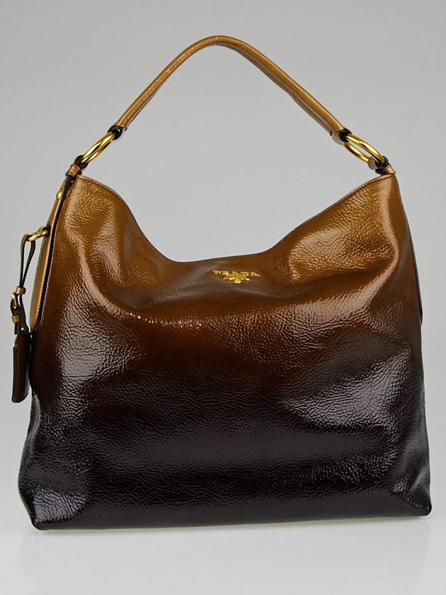 Prada Blond Mordore Vernice Sfumata Leather Sacca Bag BR3980