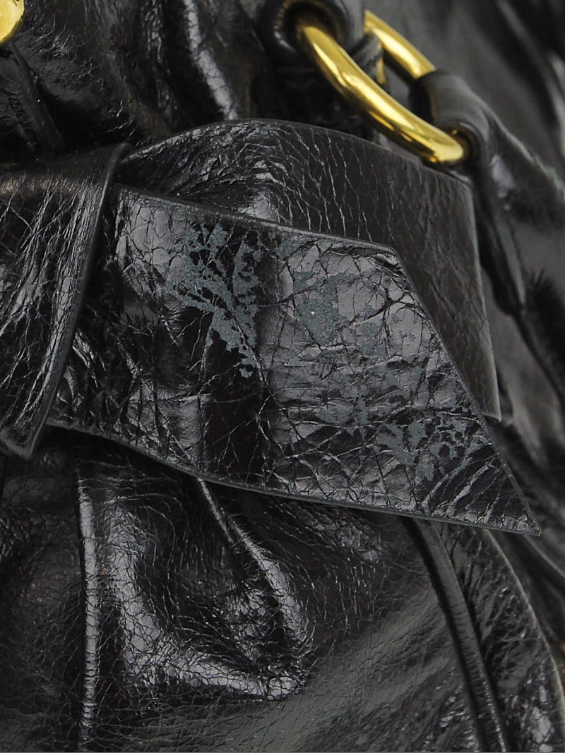 Miu Miu Black Vitello Lux Bow Satchel Leather Pony-style calfskin  ref.382698 - Joli Closet