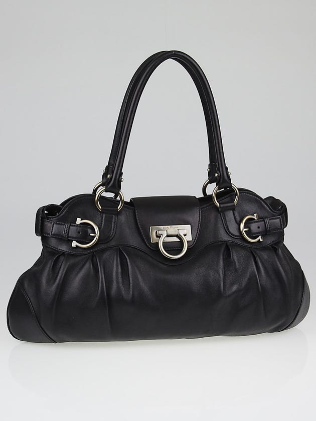 Salvatore Ferragamo Black Leather Marisa Shoulder Bag