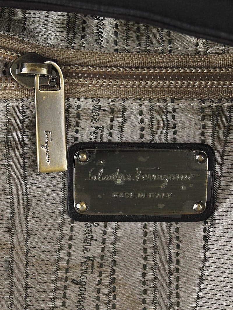 Salvatore Ferragamo Black Patent Leather Marisa Shoulder Bag