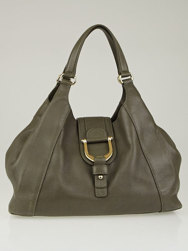Gucci Grey Pebbled Calfskin Leather Greenwich Medium Shoulder Bag