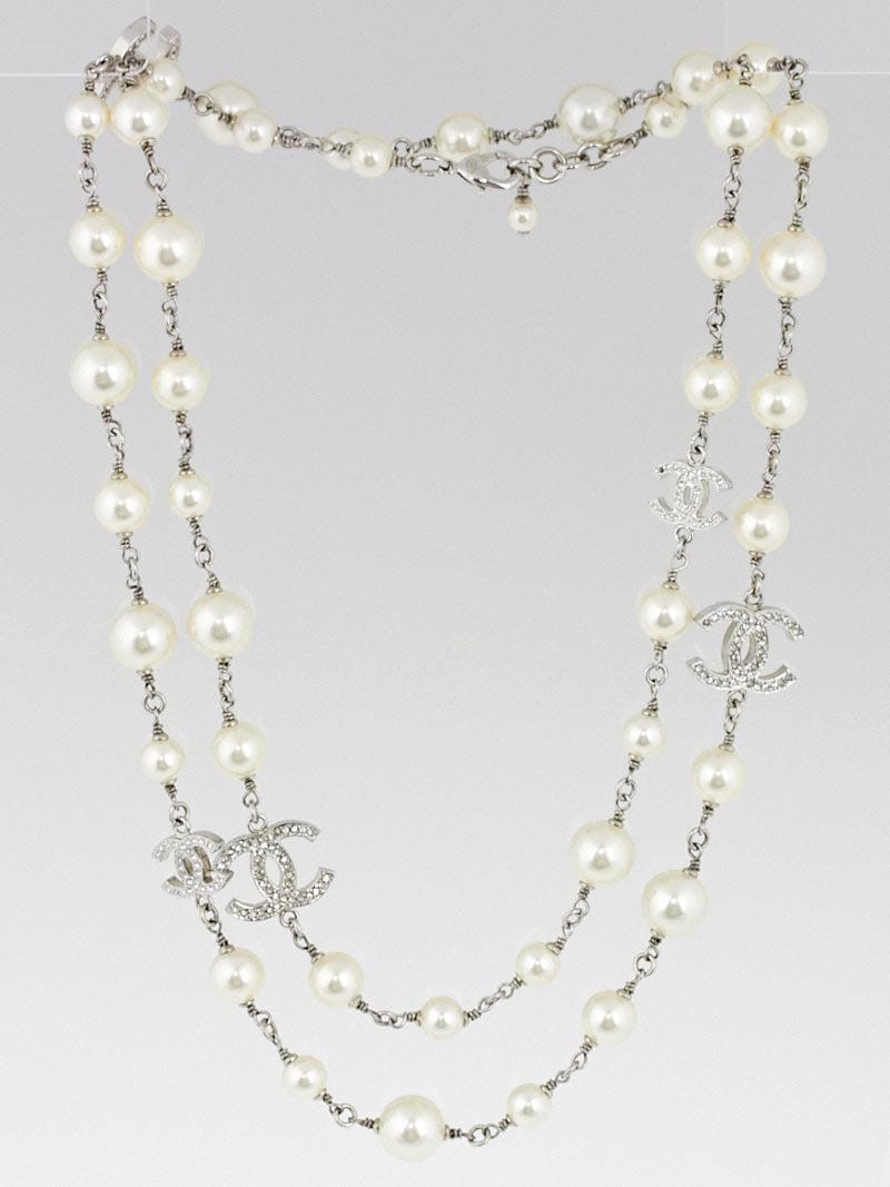 Chanel Faux Pearl and Five Crystal CC 