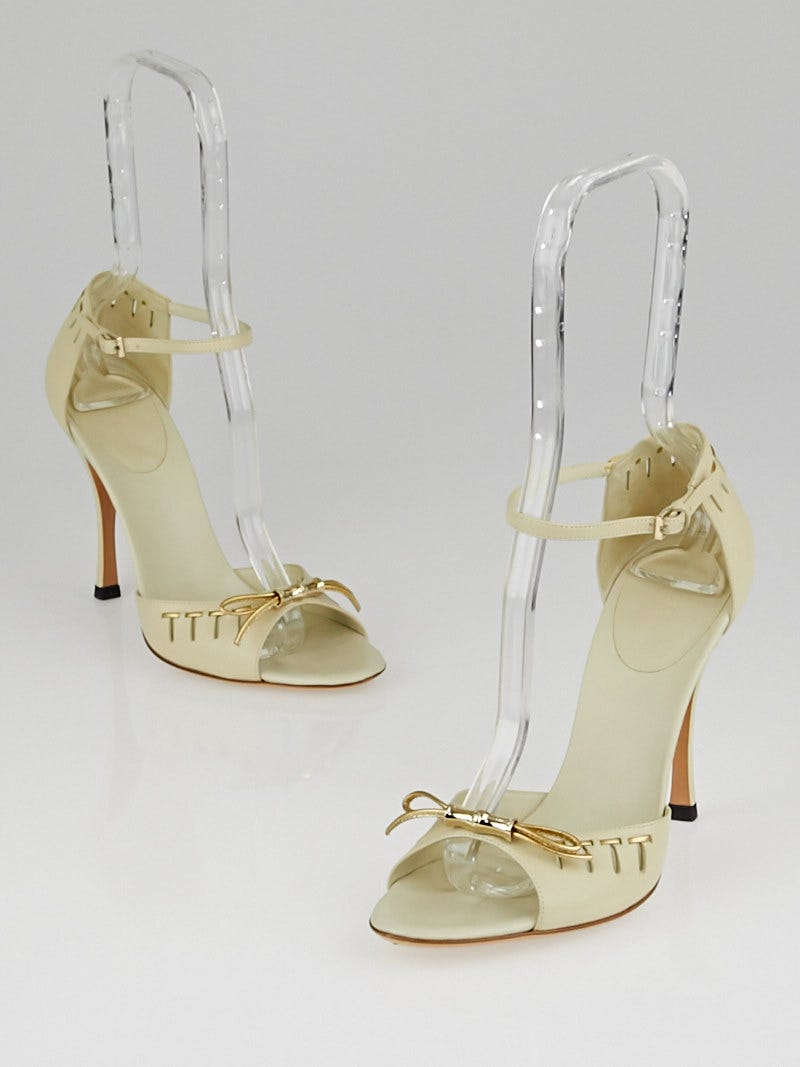 Gucci White Leather Open-Toe Bow Sandals Size 6.5B