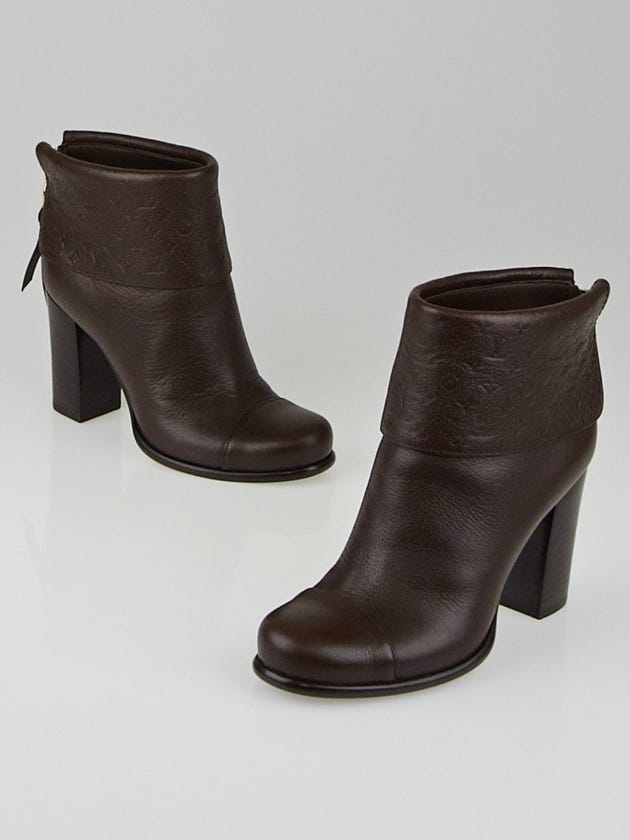 Louis Vuitton Chocolate Empreinte Leather Carole Ankle Boots Size 5/35.5