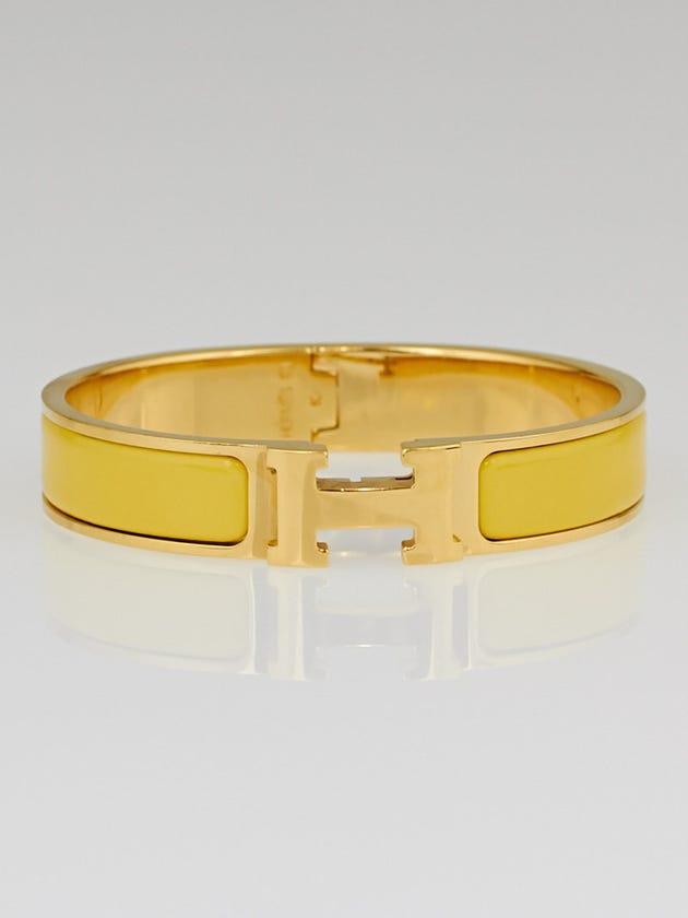 Hermes Yellow Enamel Gold Plated Clic H PM Narrow Bracelet