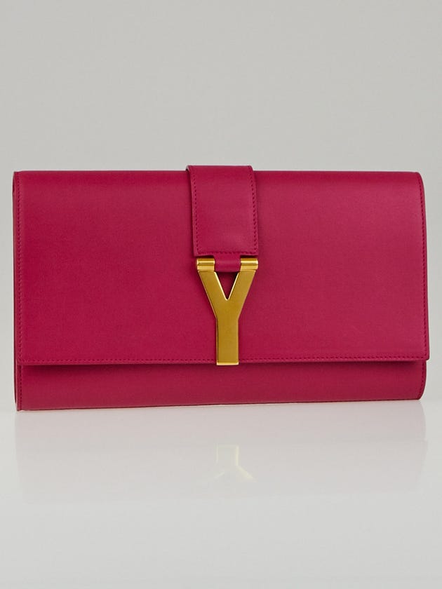 Saint Laurent Fuchsia Calfskin Leather Ligne Y Clutch Bag