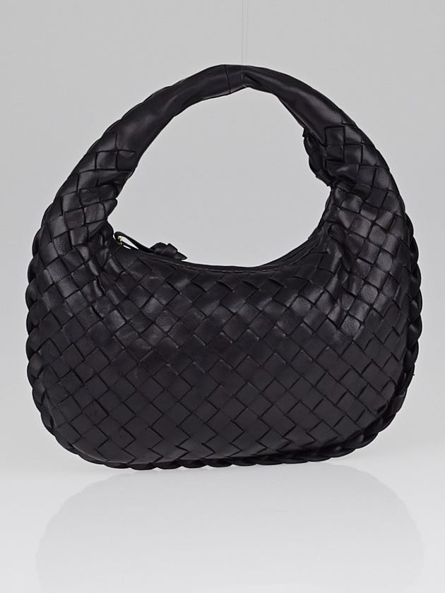 Bottega Veneta Black Intrecciato Woven Nappa Leather Mini Veneta Bag