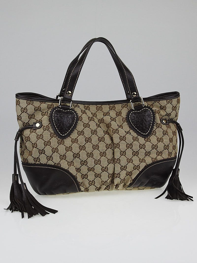 Gucci Beige/Ebony GG Canvas Tricbeca Satchel Bag