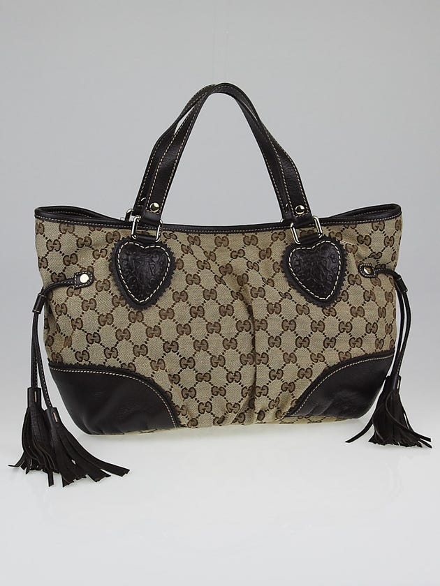 Gucci Beige/Ebony GG Canvas Tricbeca Satchel Bag