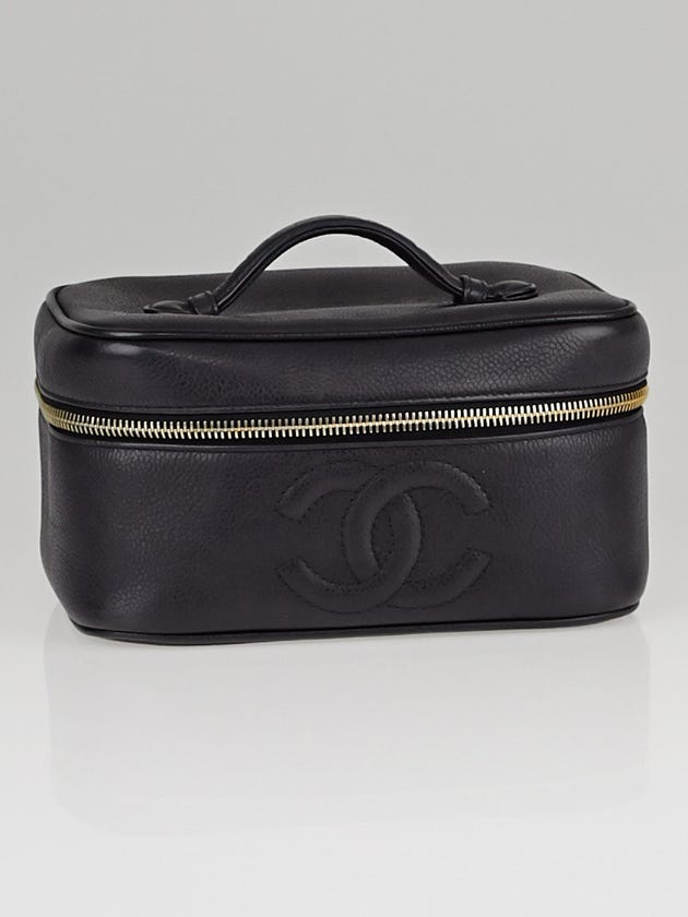 Chanel Black Caviar Leather CC Cosmetic Case