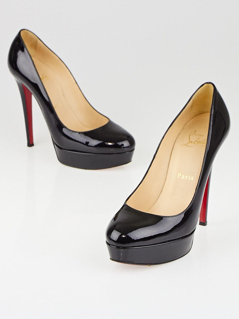Christian Louboutin Black Patent Leather Bianca 140 Pumps Size 7
