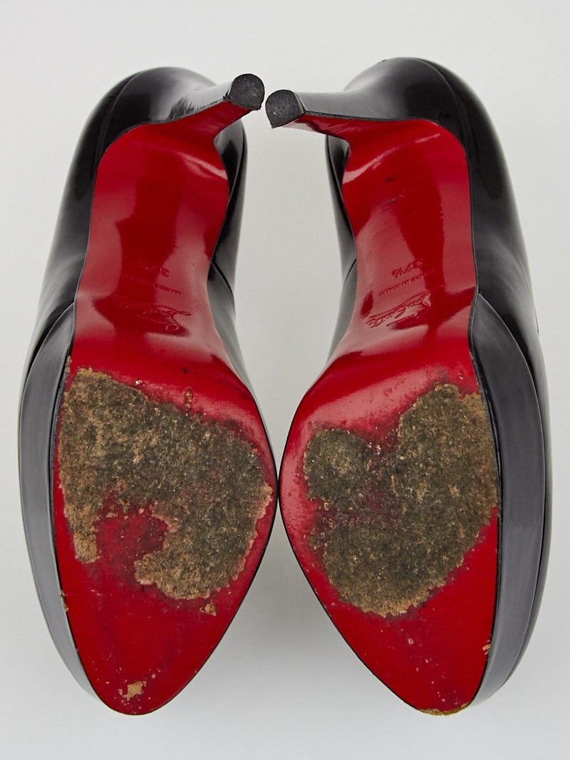 Christian Louboutin Black Patent Leather Bianca 140 Pumps Size 7