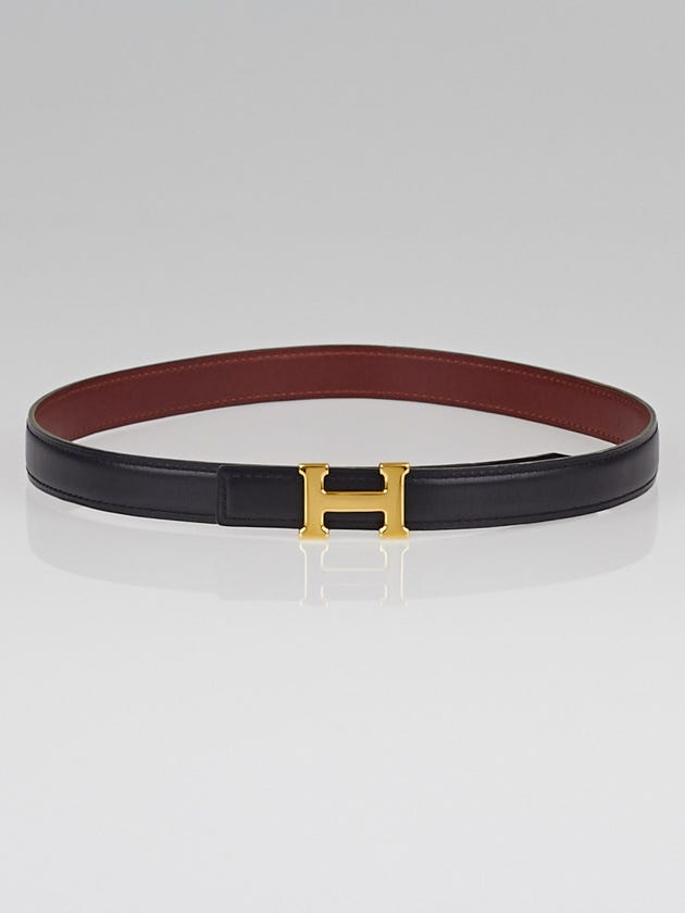 Hermes 18mm Black Box / Rouge H Chamonix Leather Gold Plated Constance H Belt Size 65