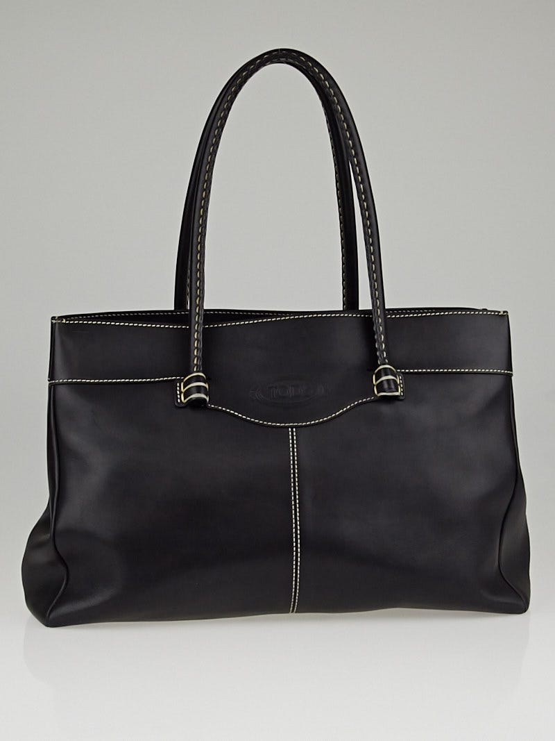 Tod's Black Leather Tote Bag